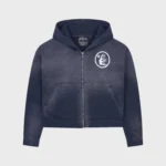 Hellstar Logo Zip Up Sweatshirt Vintage Navy