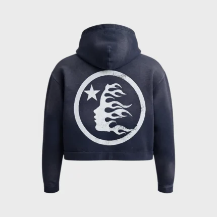 Hellstar Logo Zip Navy Up Sweatshirt Vintage