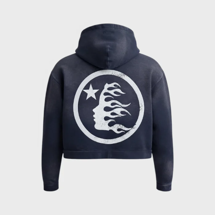 Hellstar Logo Zip Navy Up Sweatshirt Vintage
