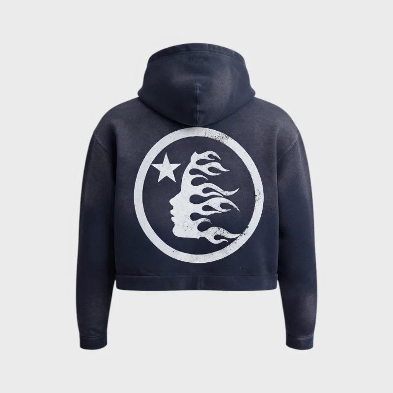 Hellstar Logo Zip Navy Up Sweatshirt Vintage