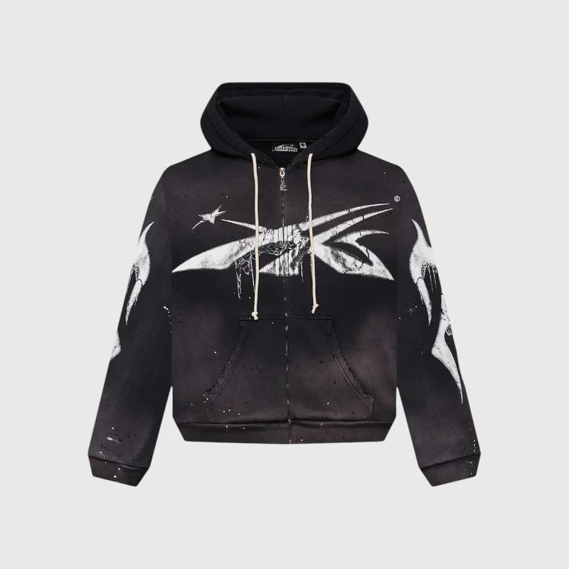 Hellstar Spiderweb Sport Logo Zip-Up Hoodie Front