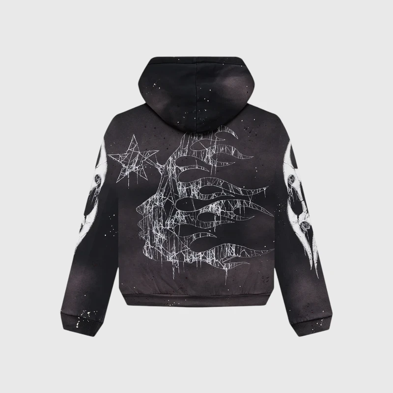 Hellstar Spiderweb Sport Logo Zip-Up Hoodie Back